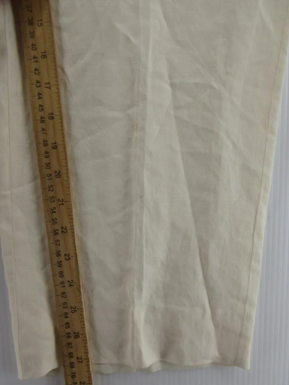 VINTAGE Ralph Lauren Polo Pants 38X27 Cream Linen Silk Trousers Y2K *